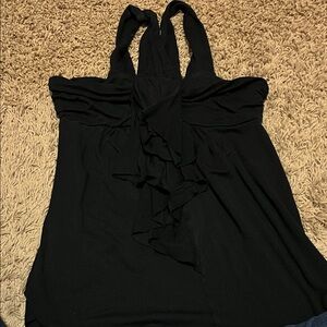 Express Black Ruffle Halter Blouse